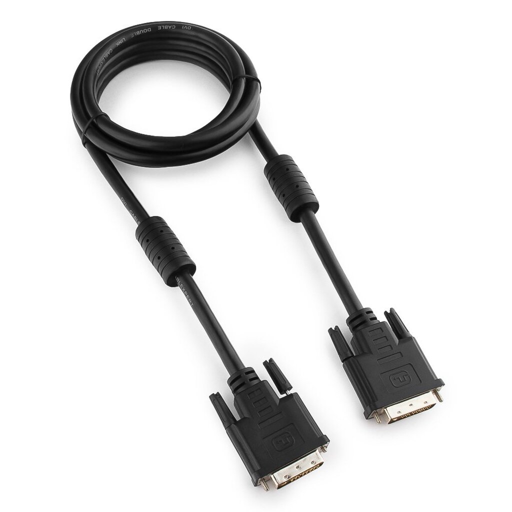 Кабель DVI-D Cablexpert single link, экранировка, ферритовые кольца, 1.8м, пакет, черный CC-DVI-BK-6 19M/19M