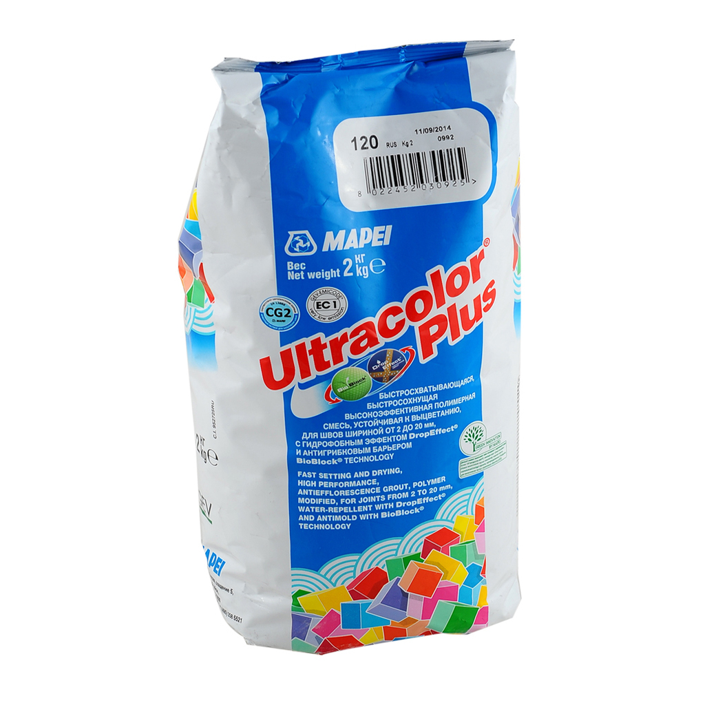 Затирка MAPEI ULTRACOLOR PLUS №141 для швов с водоотталкивающим и антигрибковым эффектом, карамель 2кг 6657