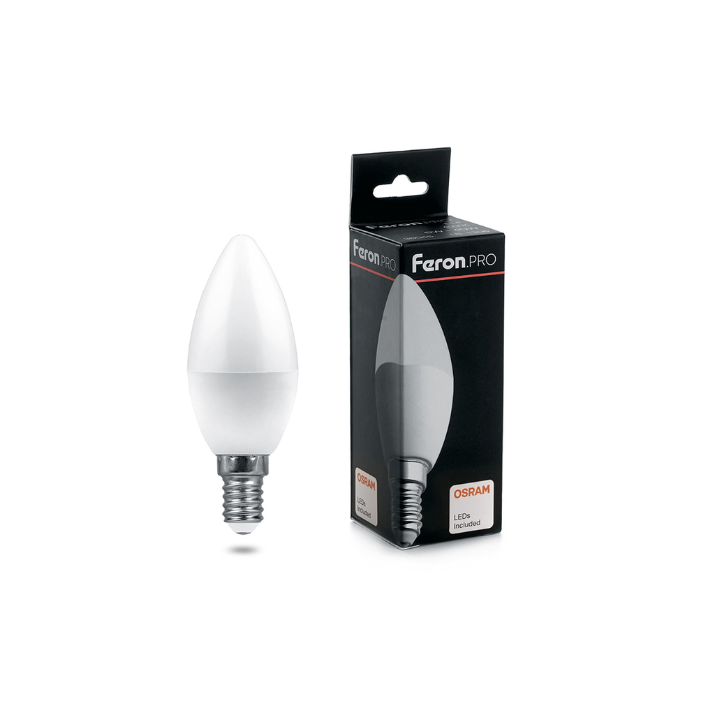 Светодиодная лампа FERON PRO LB-1307 Свеча E14 7.5W 4000K OSRAM LED 38054