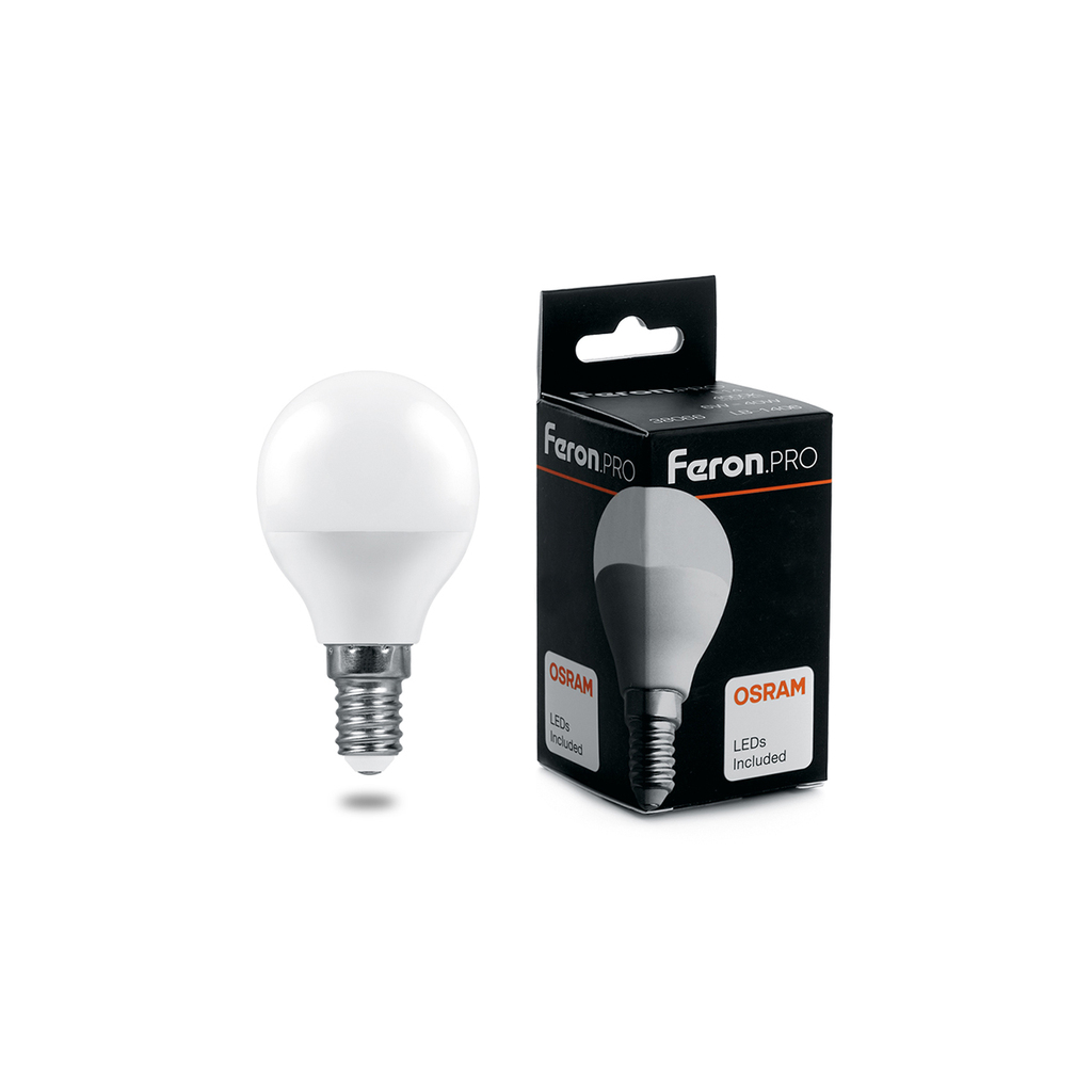 Светодиодная лампа FERON PRO LB-1406 Шарик E14 6W 2700K OSRAM LED 38065