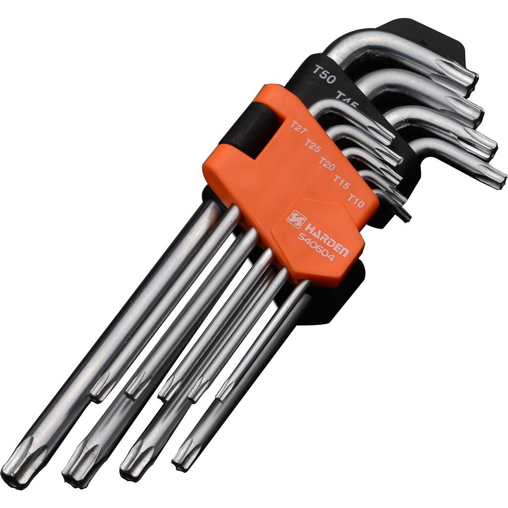 Набор имбусовых ключей HARDEN TORX, 18 см, CRV, 9 шт. 540604