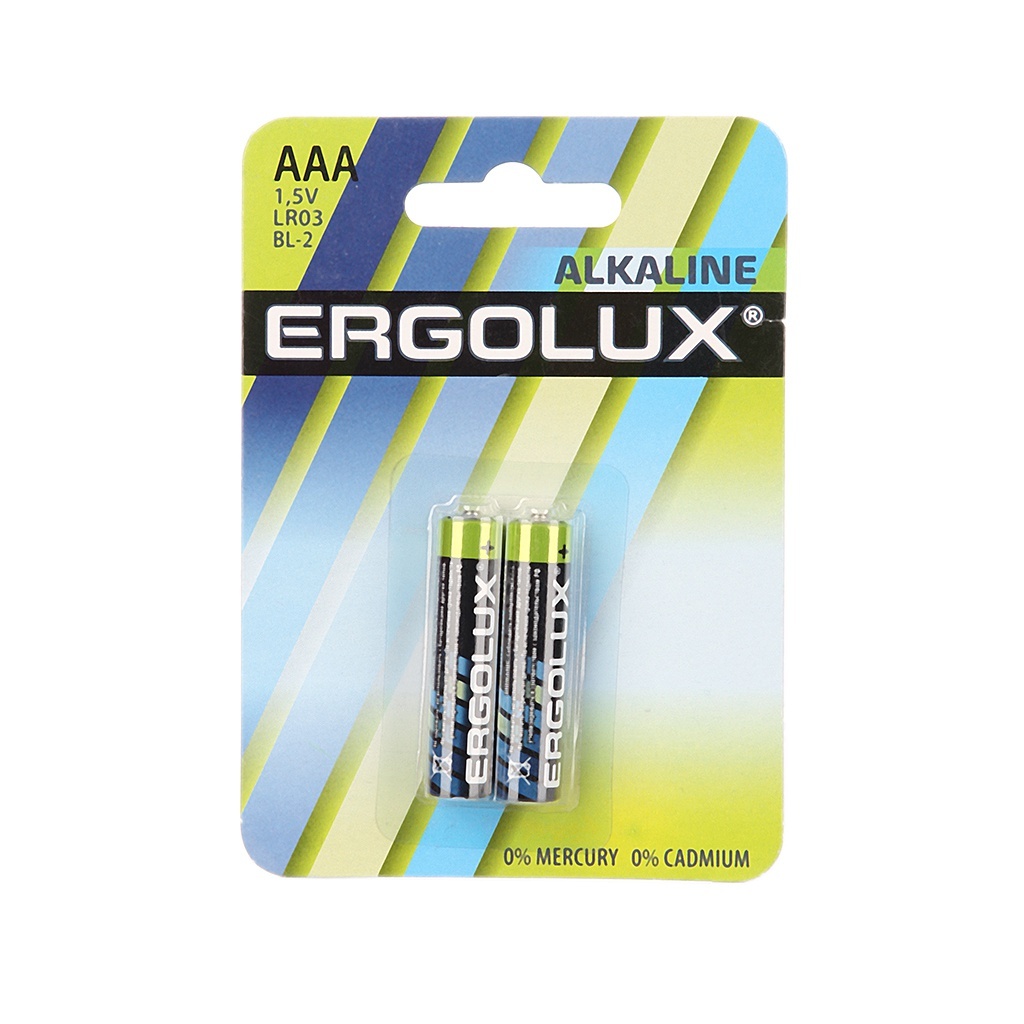 Батарейки Ergolux Alkaline 1.5В LR03 BL-2 11743