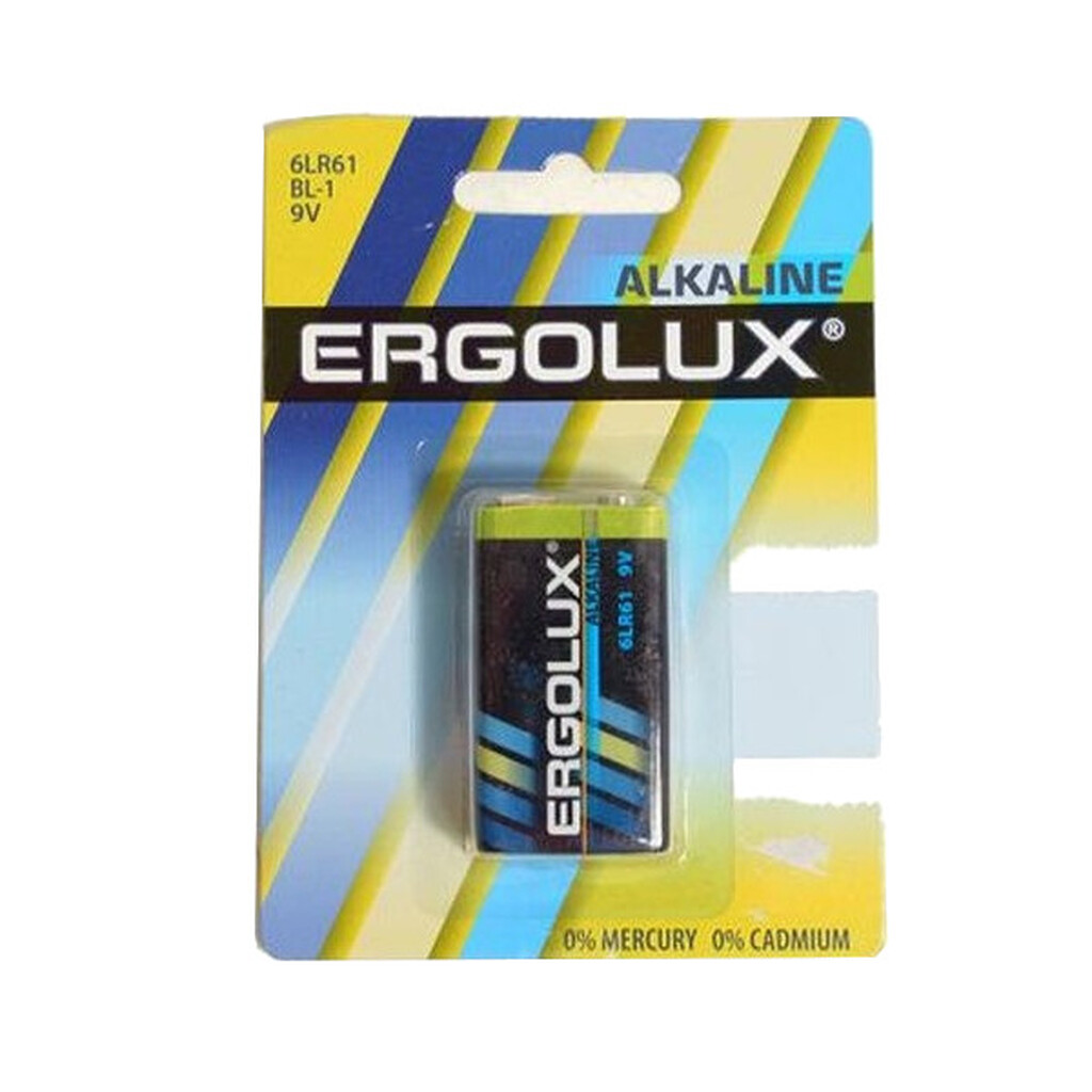 Батарейка КРОНА Ergolux Alkaline 6LR61 BL-1 (1 штука) 11753