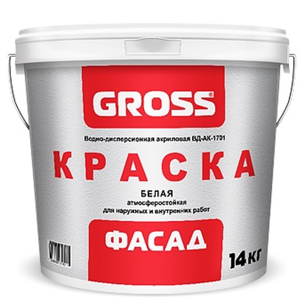 Фасадная краска GROSS Фасад, белая, база А, 14кг 4620002840273