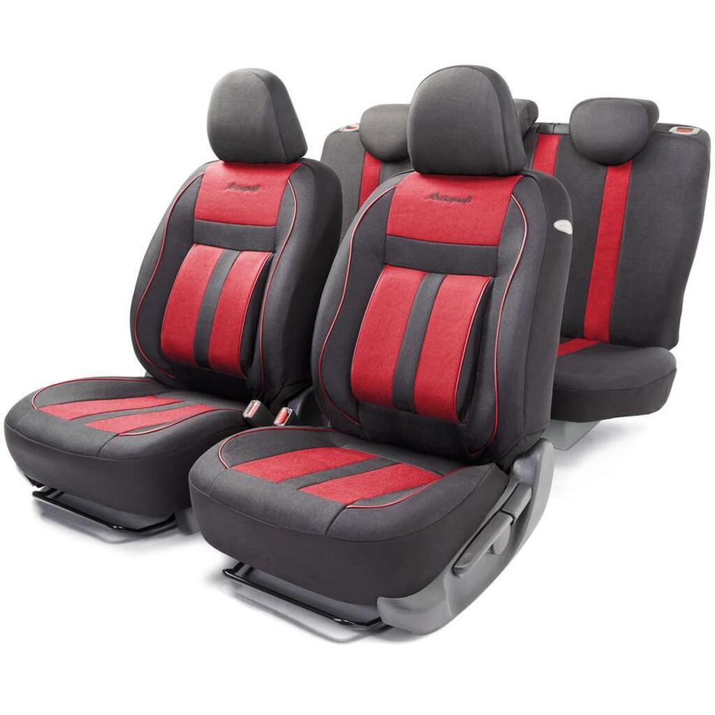 Авточехлы AUTOPROFI CUSHION COMFORT эко-хлопок, чёрный/красный CUS-1505 BK/RD