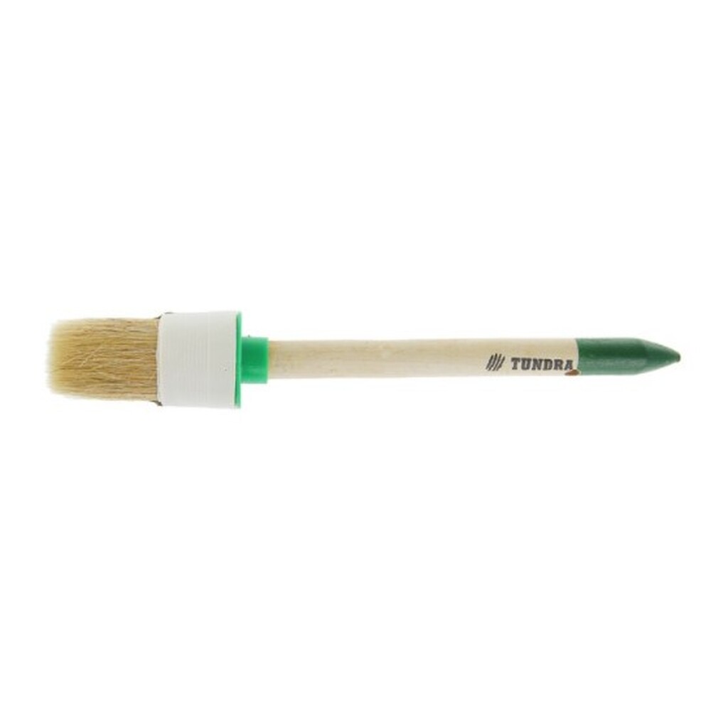 Кисть TUNDRA круглая натуральная щетина, деревянная ручка, №2, 20 мм 881550