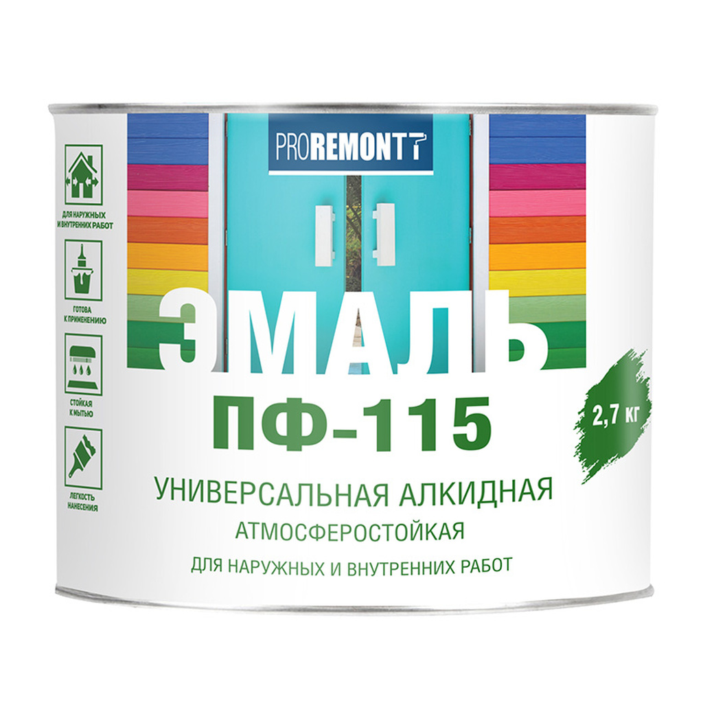 Эмаль PROREMONTT ПФ-115 мятная, RAL 6027, 2.7 кг Лк-00009806