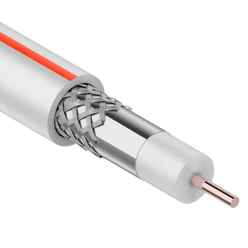 Коаксиальный кабель PROconnect SAT 50 M, CCS/Al/Al, 75%, 75 Ом, бухта 100 м, белый 01-2401-2