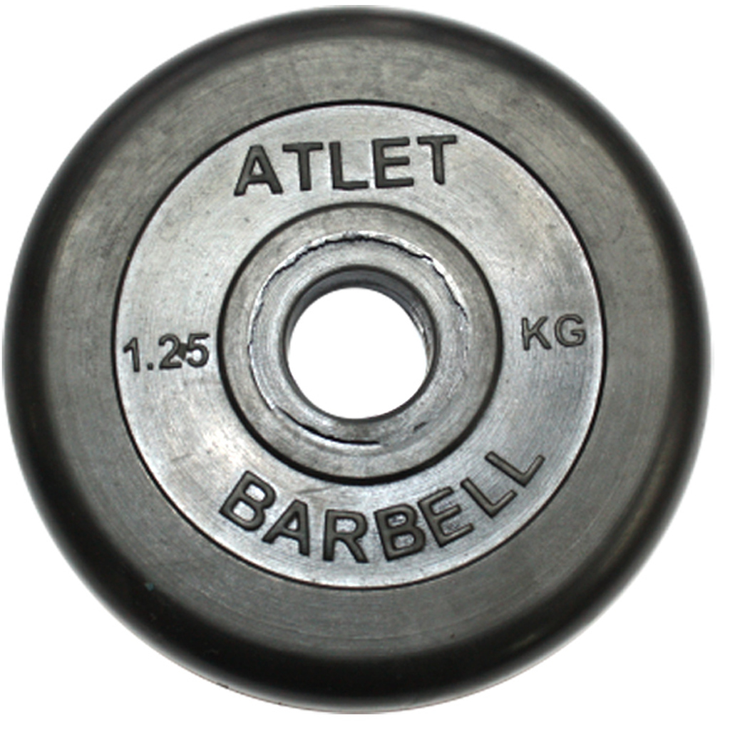 Диск обрезиненный, чёрного, цвета, 26 мм, 1,25 кг Atlet MB BARBELL MB-AtletB26-1,25