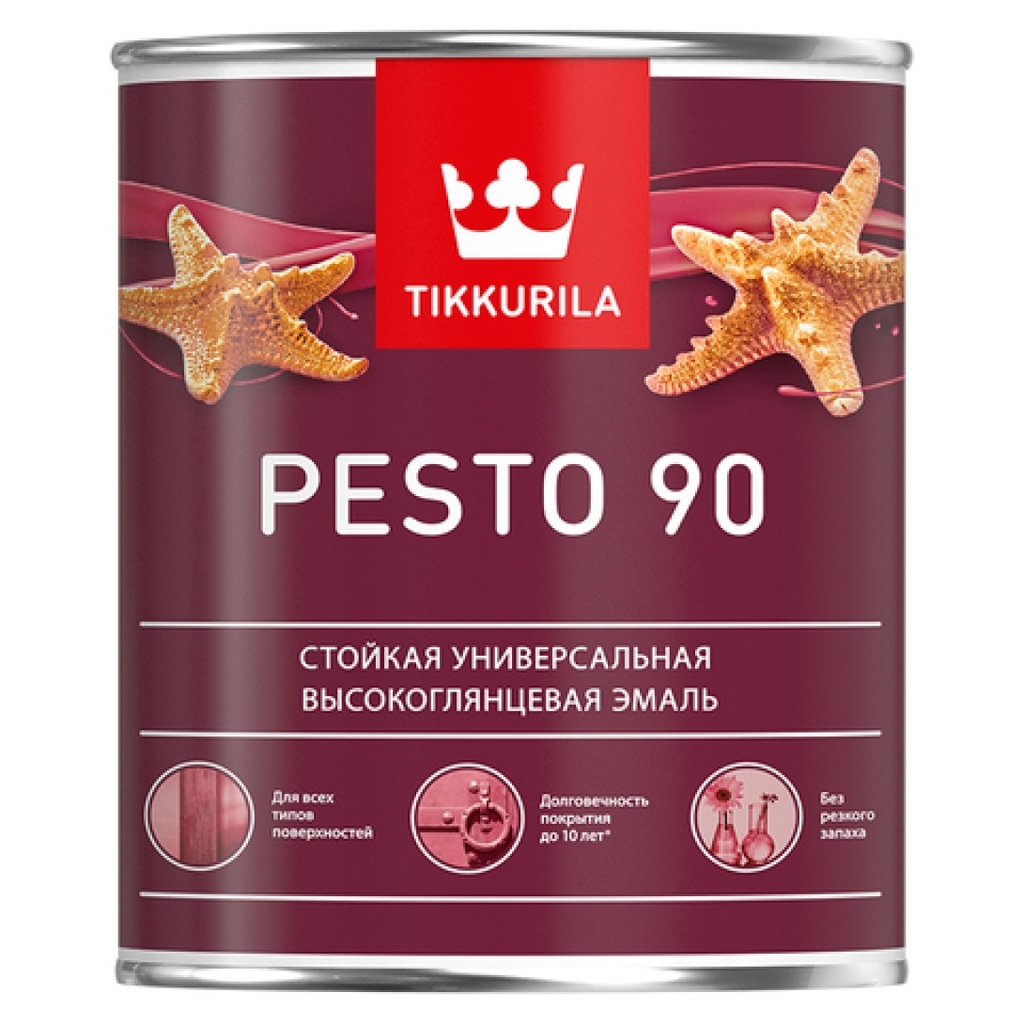 Алкидная эмаль TIKKURILA песто 90 высокоглянцевая, 0.9 л 31272