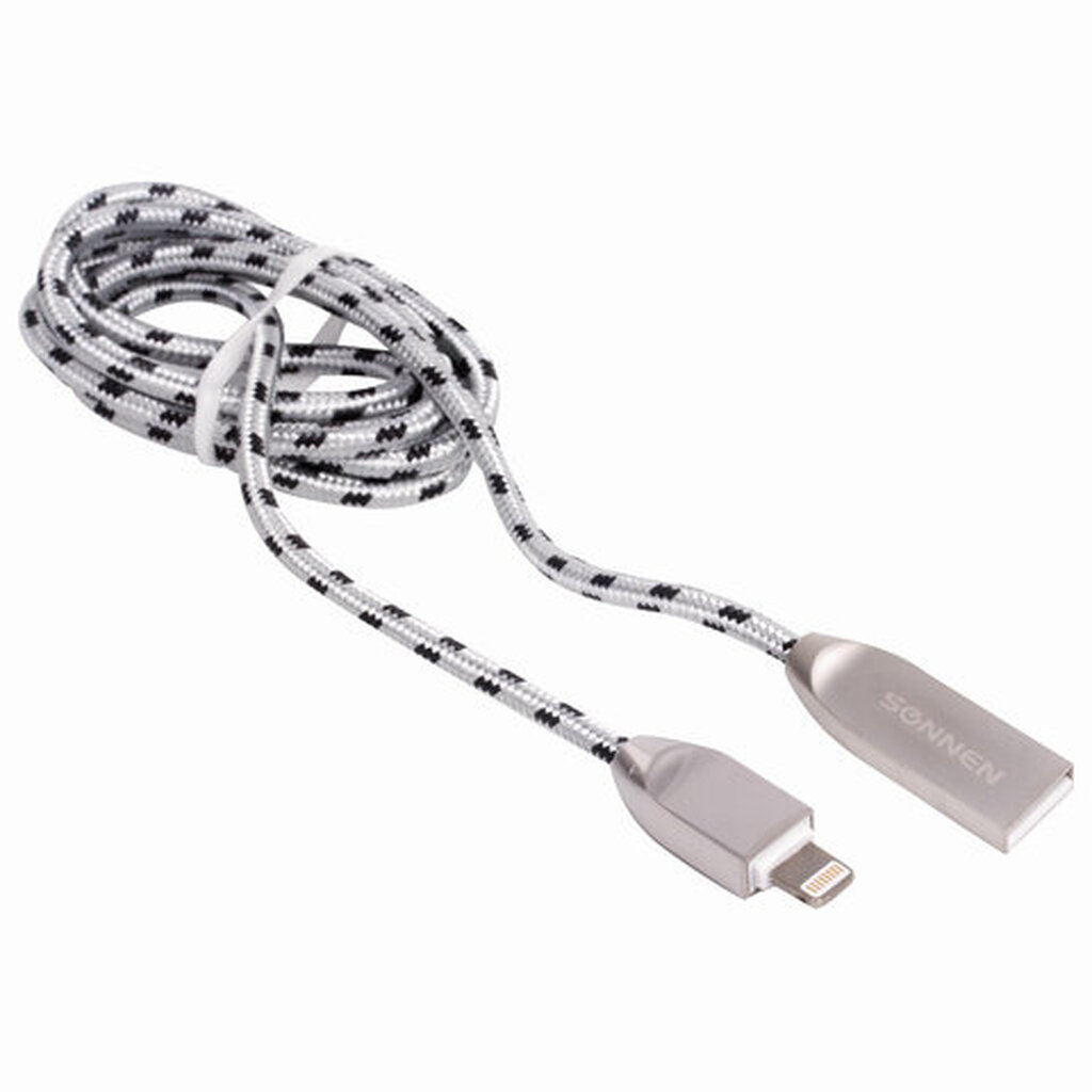 Кабель SONNEN USB 2.0-Lightning 1м Premium медь для iPhone/iPad передача данных и зарядка513126