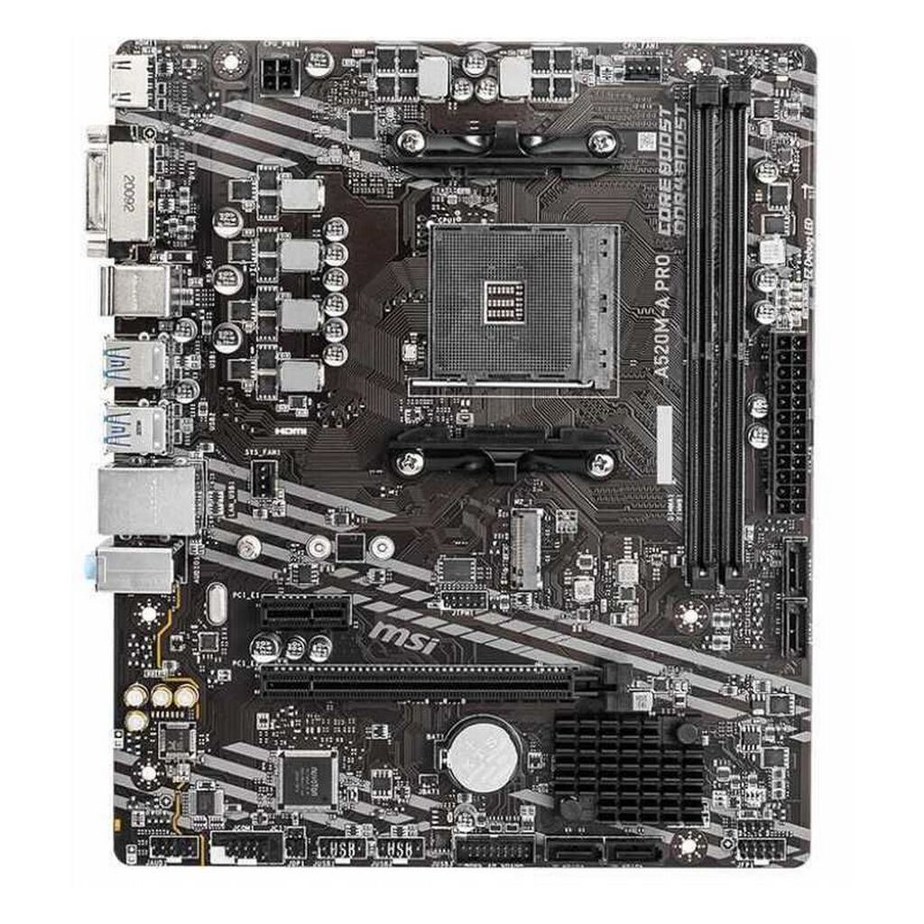 Материнская плата MSI A520M-A PRO (Soc-AM4/AMD A520/2xDDR4/4SATA/M.2/RAID/mATX/VGA+DP+HDM) (A520M-A PRO)