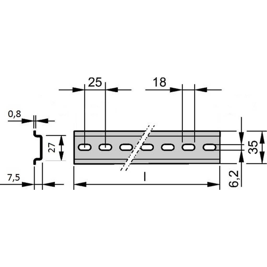 Дин рейка 35 мм чертеж