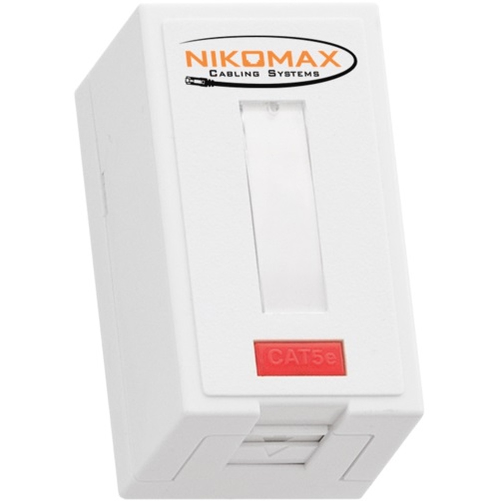 Настенная розетка NIKOMAX 1 порт, полный экран, со шторкой, белая NMC-WO1SD2-FT-ST-WT