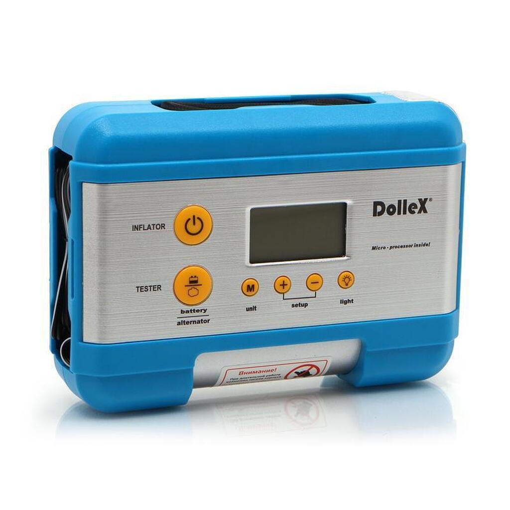 Компрессор DolleX 12 В, 15 A, 7 Атм, 30 л/мин, предохранитель, фонарь, цифровой манометр, тестер, сумка DL-8101