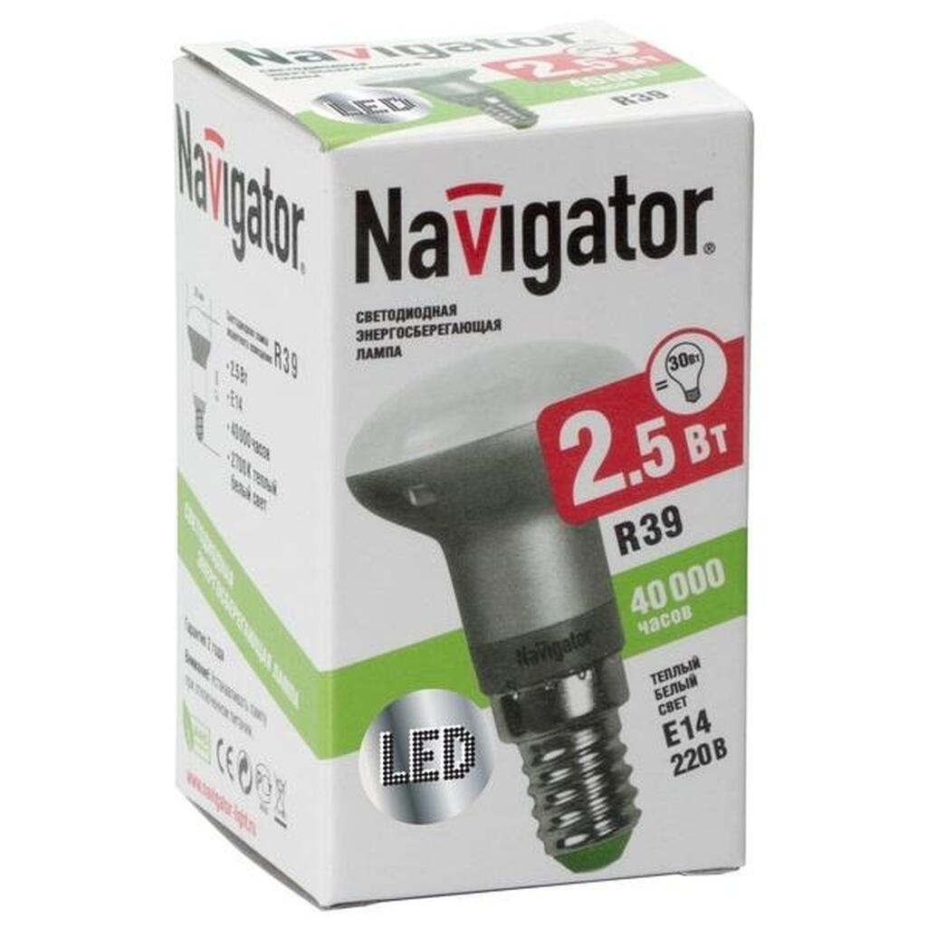 Светодиодная лампа Navigator LED, ЗК, 2.5Вт, E14, R39, белый, Navigator 17967