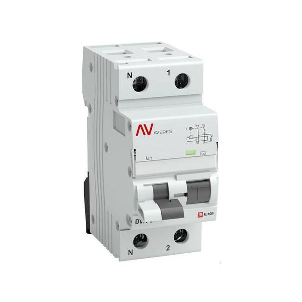 Дифференциальный автомат EKF AVERES DVA-6, 1P+N, 32А, C, 30мА, AC, 6кА, SQ rcbo6-1pn-32C-30-ac-av