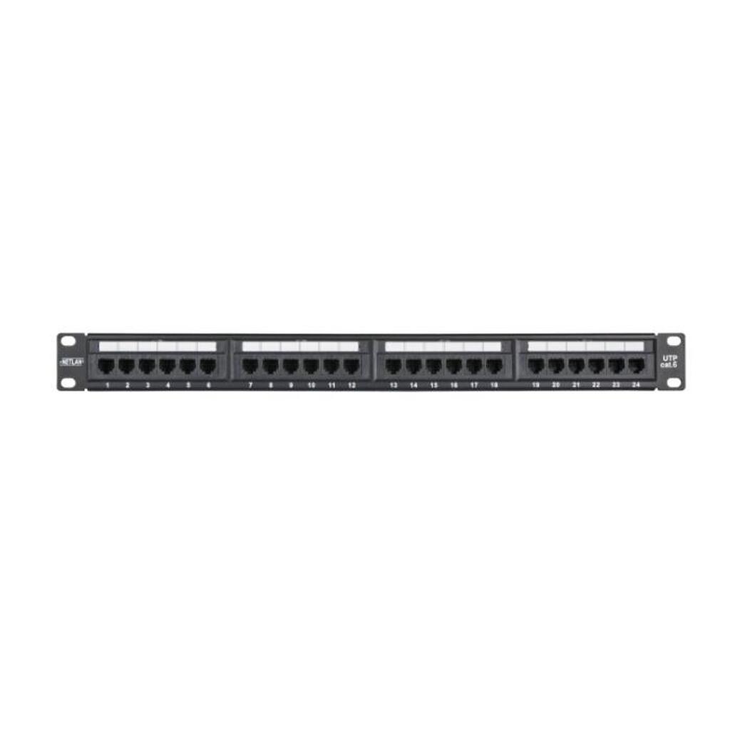 Панель NETLAN 19", 1U, 24 порта, категория 6, RJ45/8P8C, неэкранированная, черная EC-URP-24-UE2