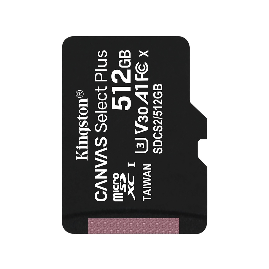 Карта памяти 512Gb - Kingston Canvas Select Plus MicroSDXC UHS-I Class U3 V30 A1 SDCS2/512GBSP