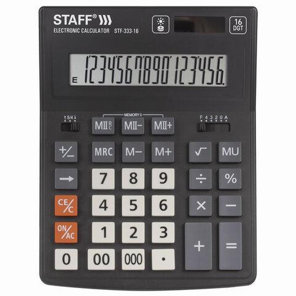 Настольный калькулятор STAFF PLUS STF-333, 200x154мм, 16 разрядов, двойное питание, 250417