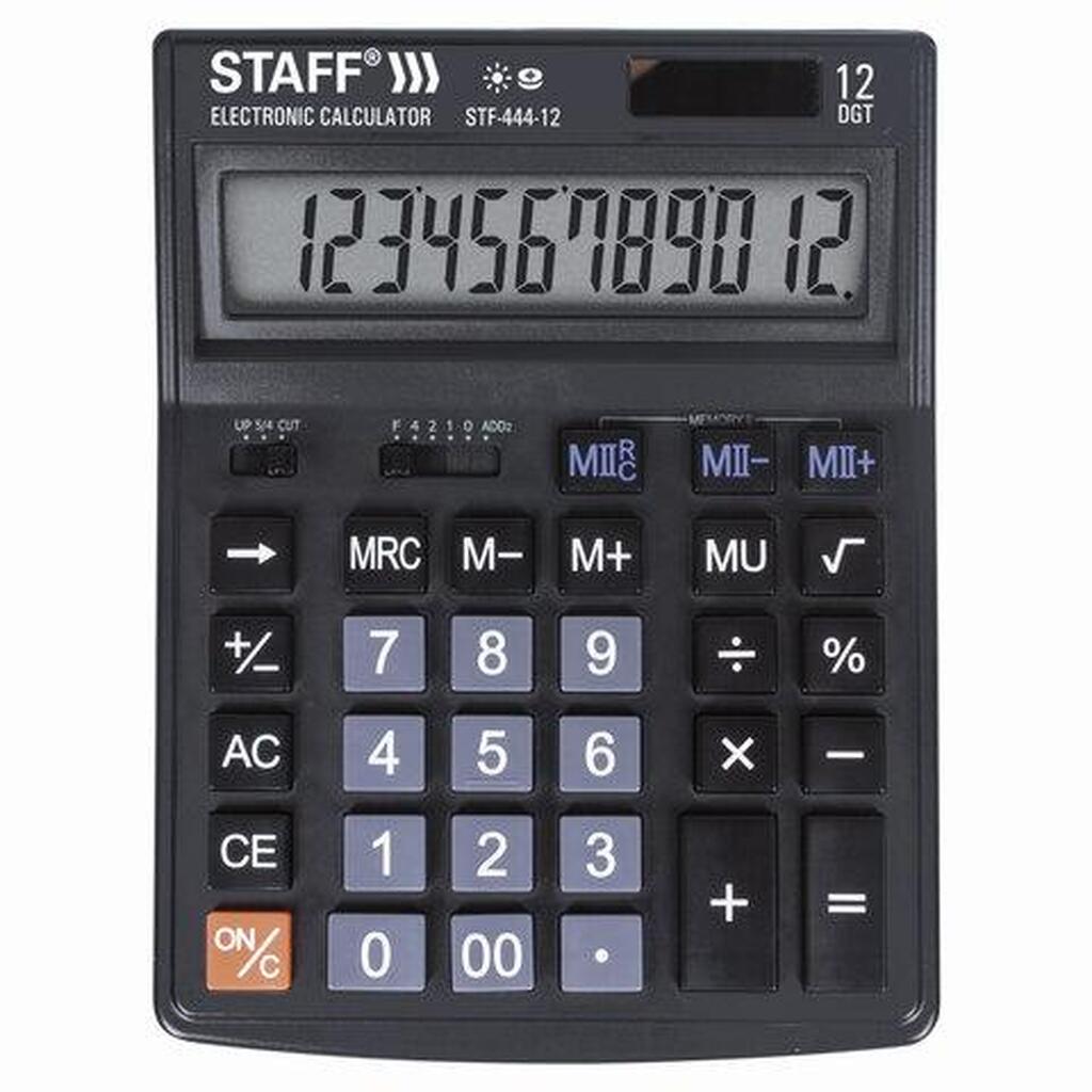 Настольный калькулятор STAFF STF-444-12, 12 разрядов, двойное питание, 250303