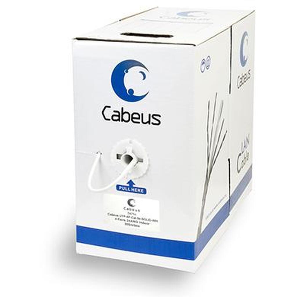 Кабель Cabeus витая пара, категория 5e, 4 пары 0,51мм, одножильный, белый, UTP-4P-Cat.5e-SOLID-WH