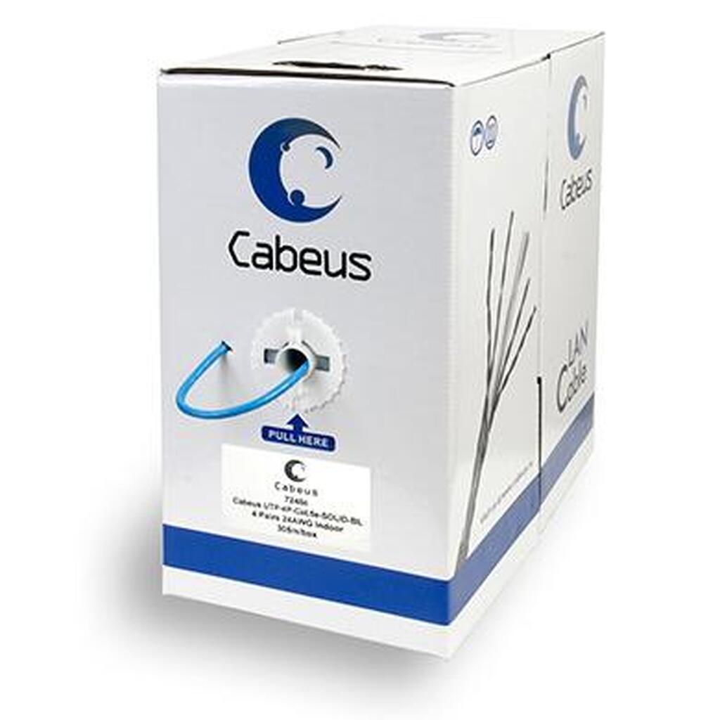 Кабель Cabeus витая пара, категория 5e, 4 пары 0,51мм, одножильный, синий UTP-4P-Cat.5e-SOLID-BL
