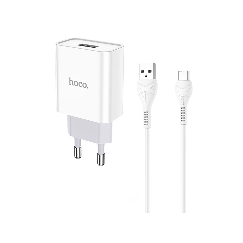 Зарядное устройство Hoco C81A USB + Cable USB Type-C White 6931474727961