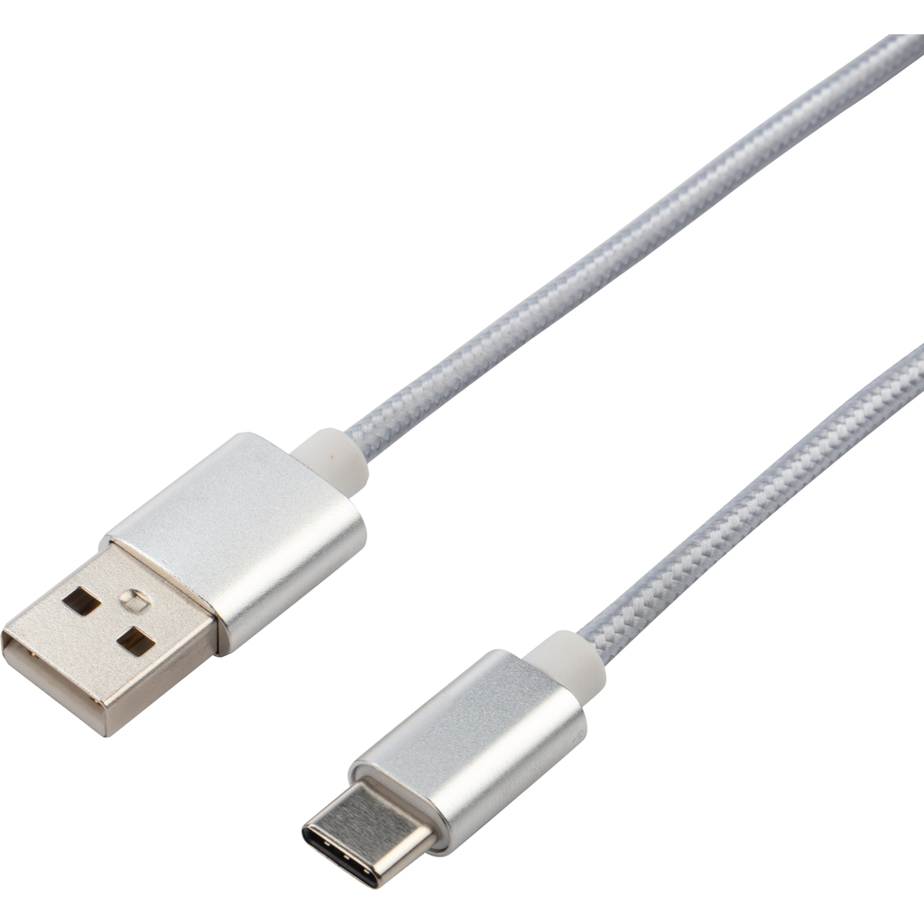 Кабель USB Type-C - USB REXANT 2 A серебристая нейлоновая оплетка 1 м 18-1899