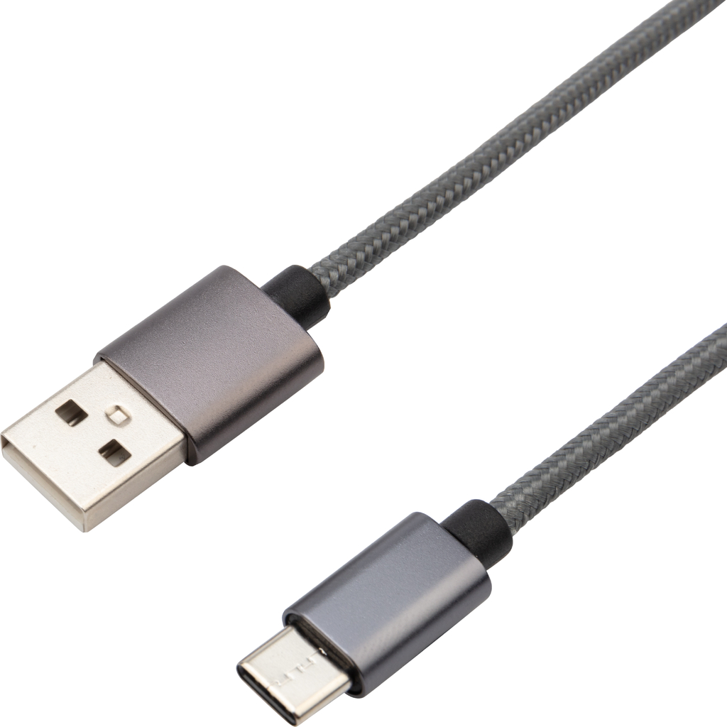 Кабель USB Type-C - USB REXANT 3 A нейлоновая оплетка графит 1 м 18-1896