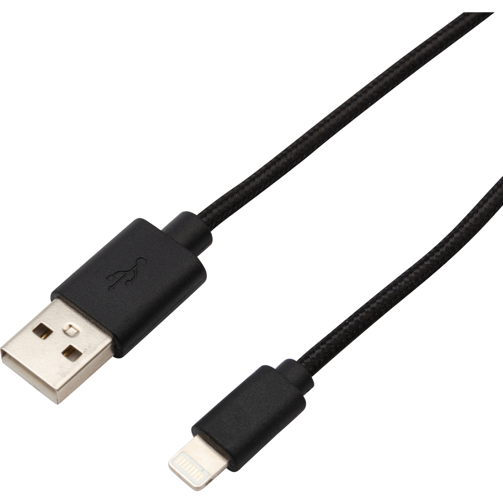 Кабель USB - Lightning REXANT 1 м, для iPhone черная нейлоновая оплетка 18-7055