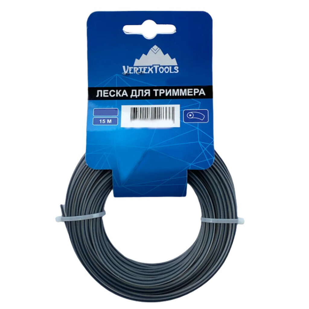 Леска (4 мм; 15 м; круг с сердечником) для триммера vertextools YK-888-4-15