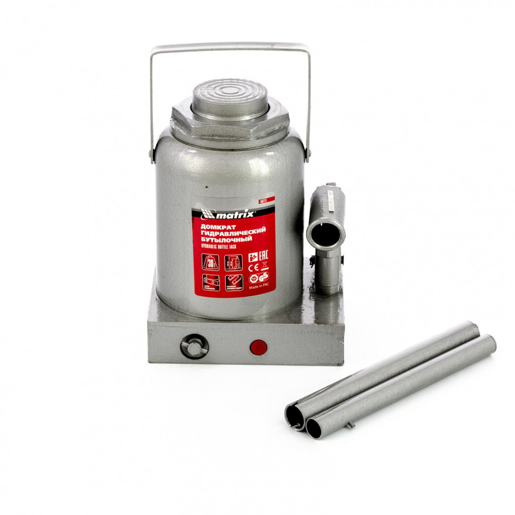 Гидравлический бутылочный домкрат MATRIX 30 т, h подъема 244–370 мм 50771
