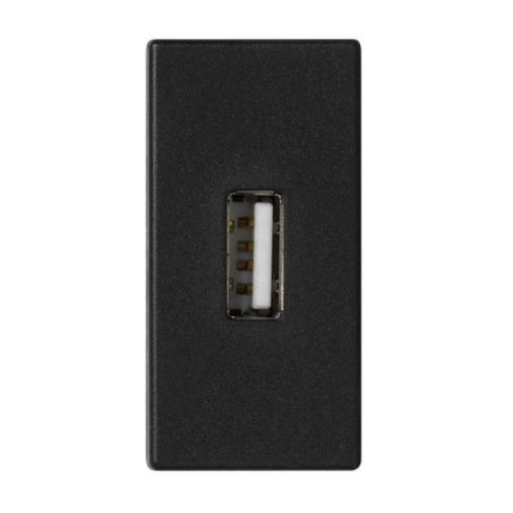 Плата с разъёмом USB 2.0 Simon тип А, 1/2 К45, винтовой зажим, графит СK128B-0014