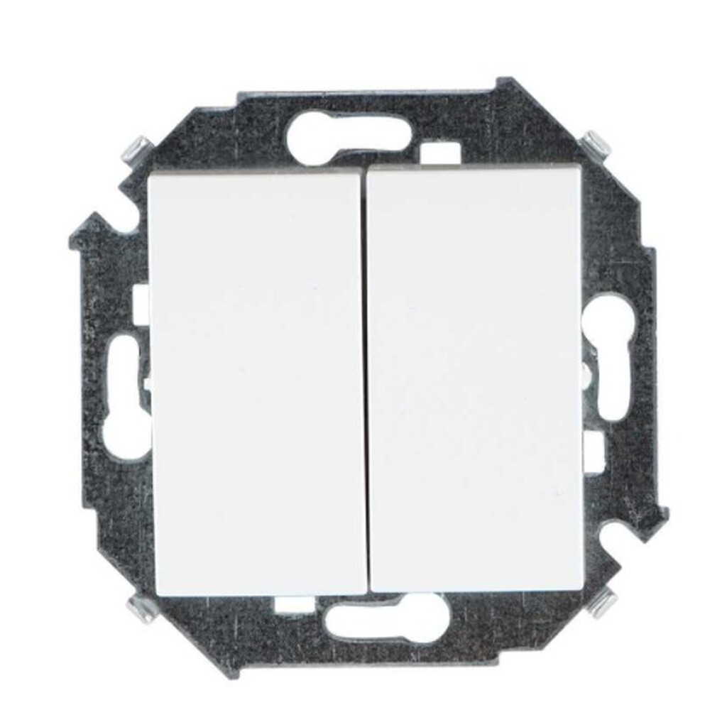 Двухклавишный выключатель Simon 16А, 250В, винтовой зажим, белый 20 1591398-030
