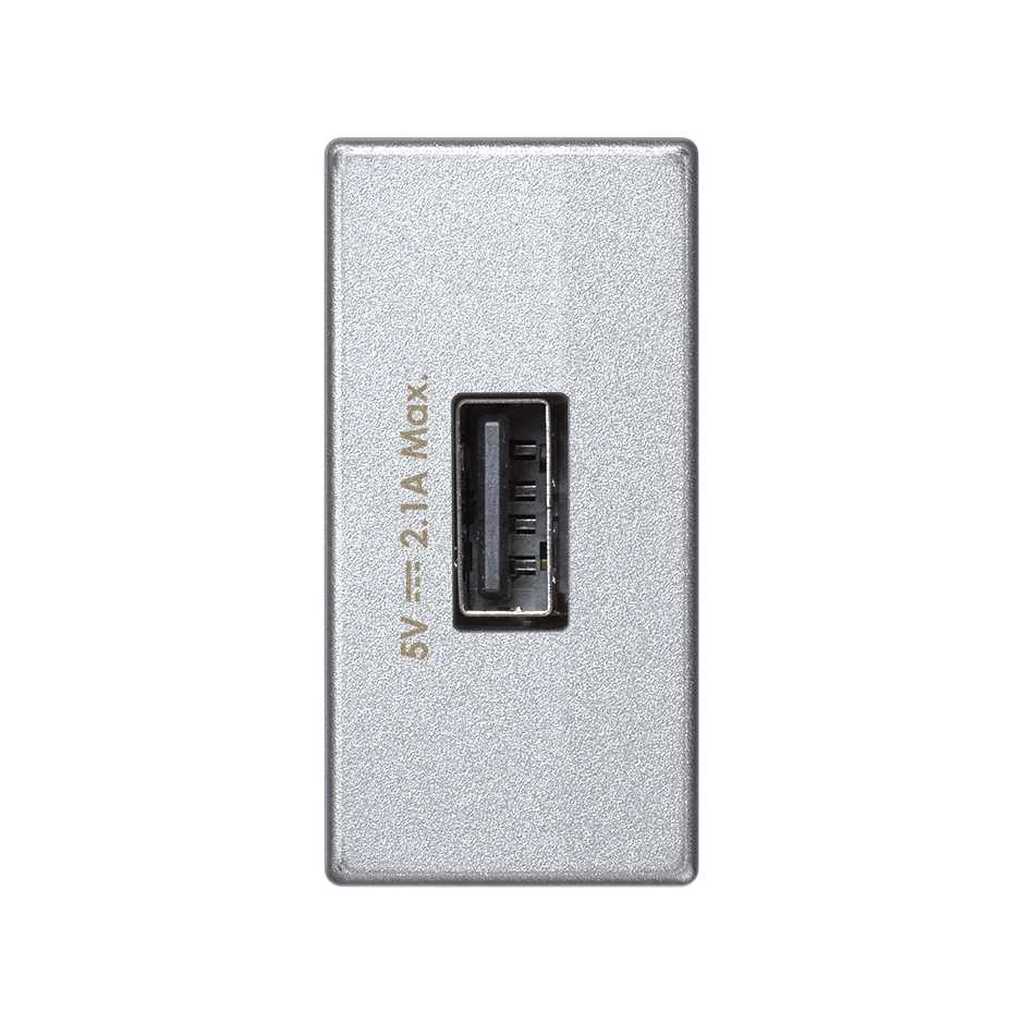 Зарядное устройство Simon, USB, К45, узкий модуль, 5 В, 2,1 А, алюминий K126D-8