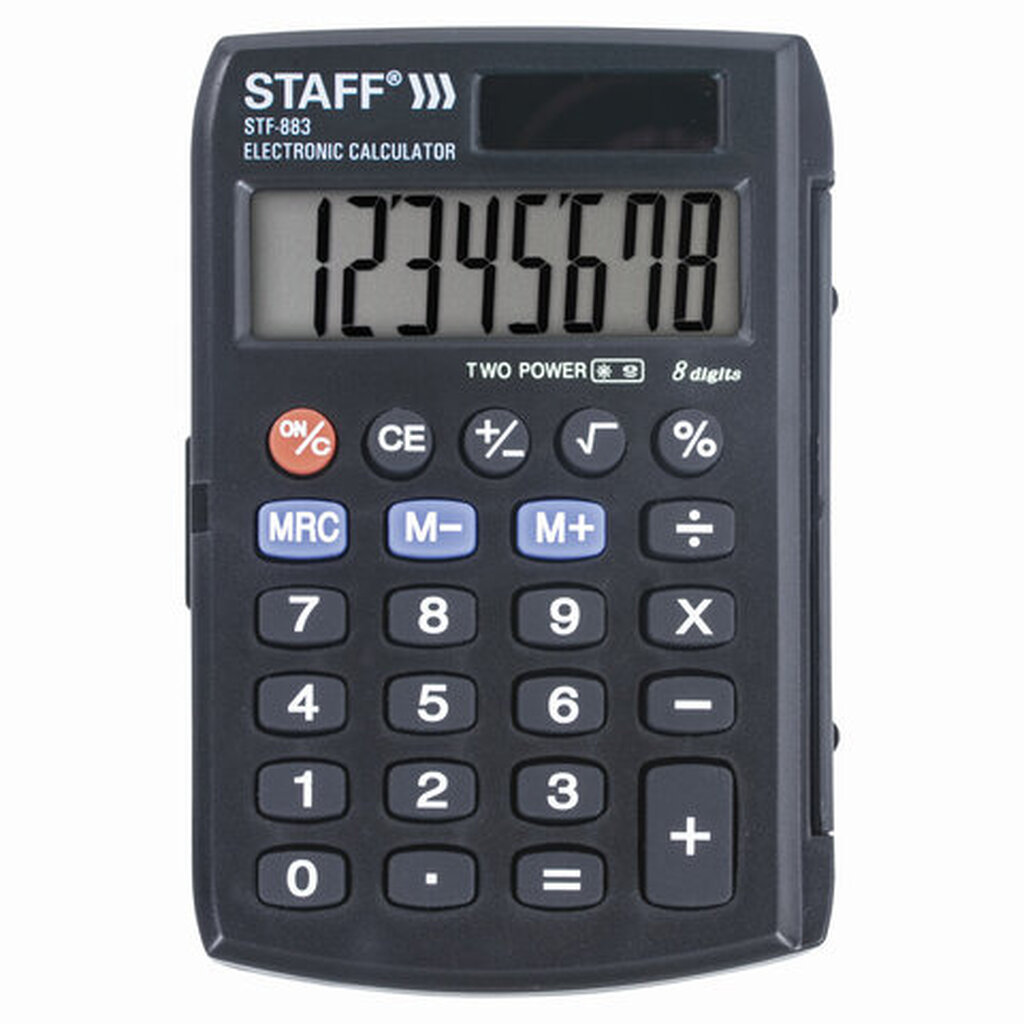 Карманный калькулятор STAFF STF-883 95х62мм, 8 разрядов, двойное питание, 250196