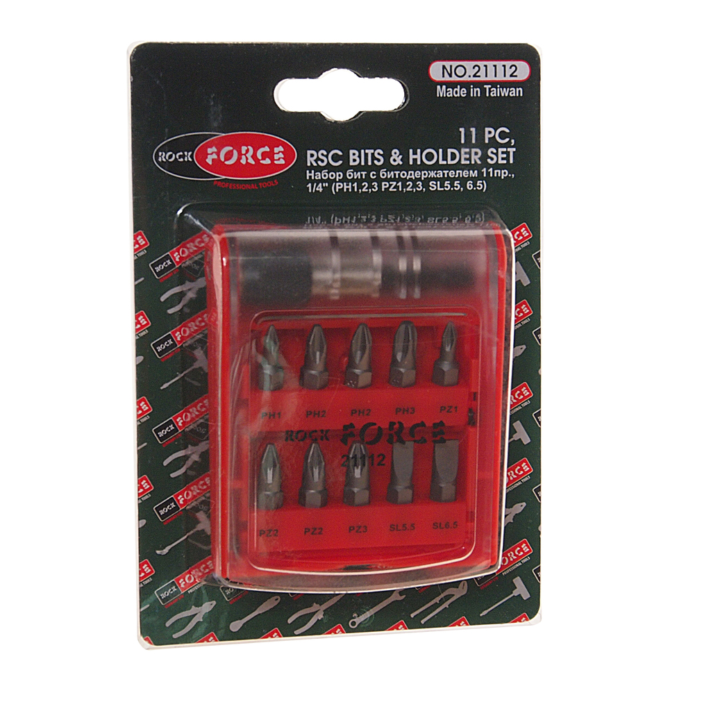 Набор вставок (11 пр; 1/4"DR; PH 1,2,3; PZ 1,2,3; SL 5.5, 6.5 мм) Rockforce RF-21112