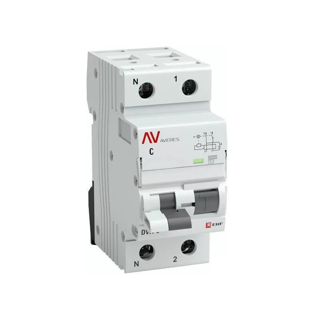 Дифференциальный автомат EKF DVA-6 1P+N 25А 30мА 6кА AVERES rcbo6-1pn-25C-30-ac-av