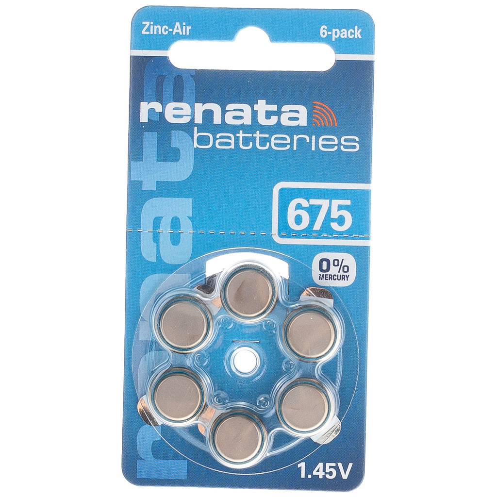 Батарейки для слуховых аппаратов Renata ZA 675 BL-6 (1.4V/640mAh) 4390