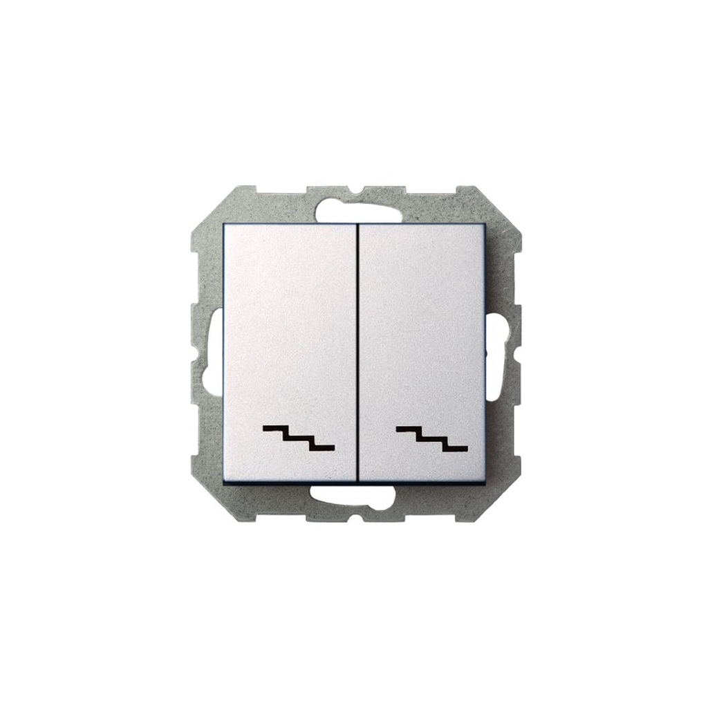 Проходной двухклавишный выключатель LIREGUS Эпсилон IP6+6 10-001-01 E/Mt серебро, без рамки 28-179