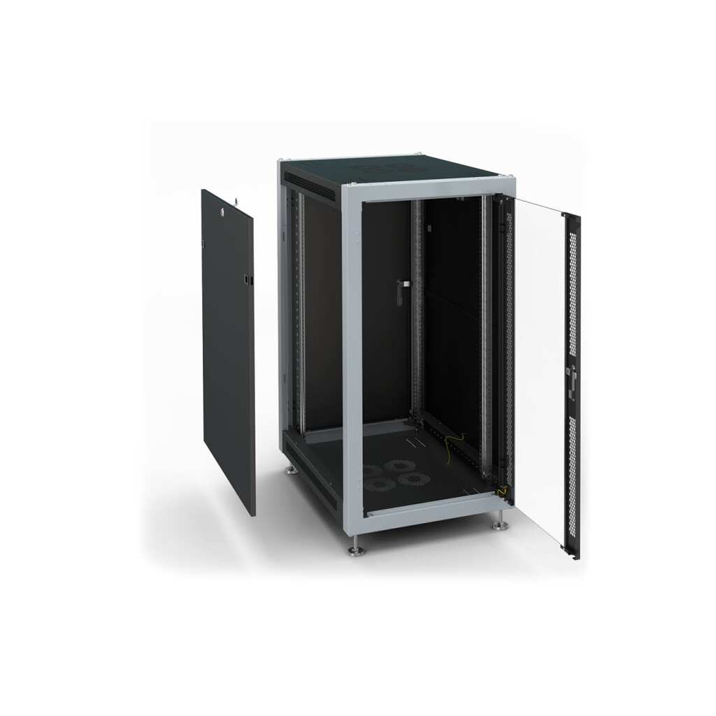 шкаф сетевой 19 18u 600х800 мм стеклянная передняя дверь серый