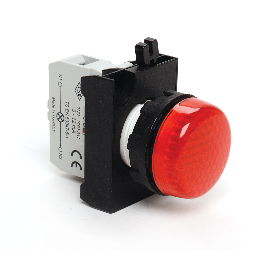 Сигнальная арматура Emas красная, с блоком подсветки CBK, красный светодиод, 100-230В AC CP0K0XK
