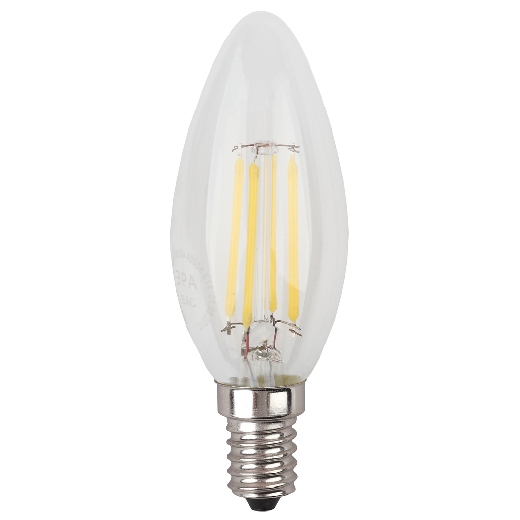 Филаментная лампа ЭРА F-LED B35-11w-827-E14, свеча, 11 Вт, теплая, E14, 10/100/5000 Б0046985 ERA