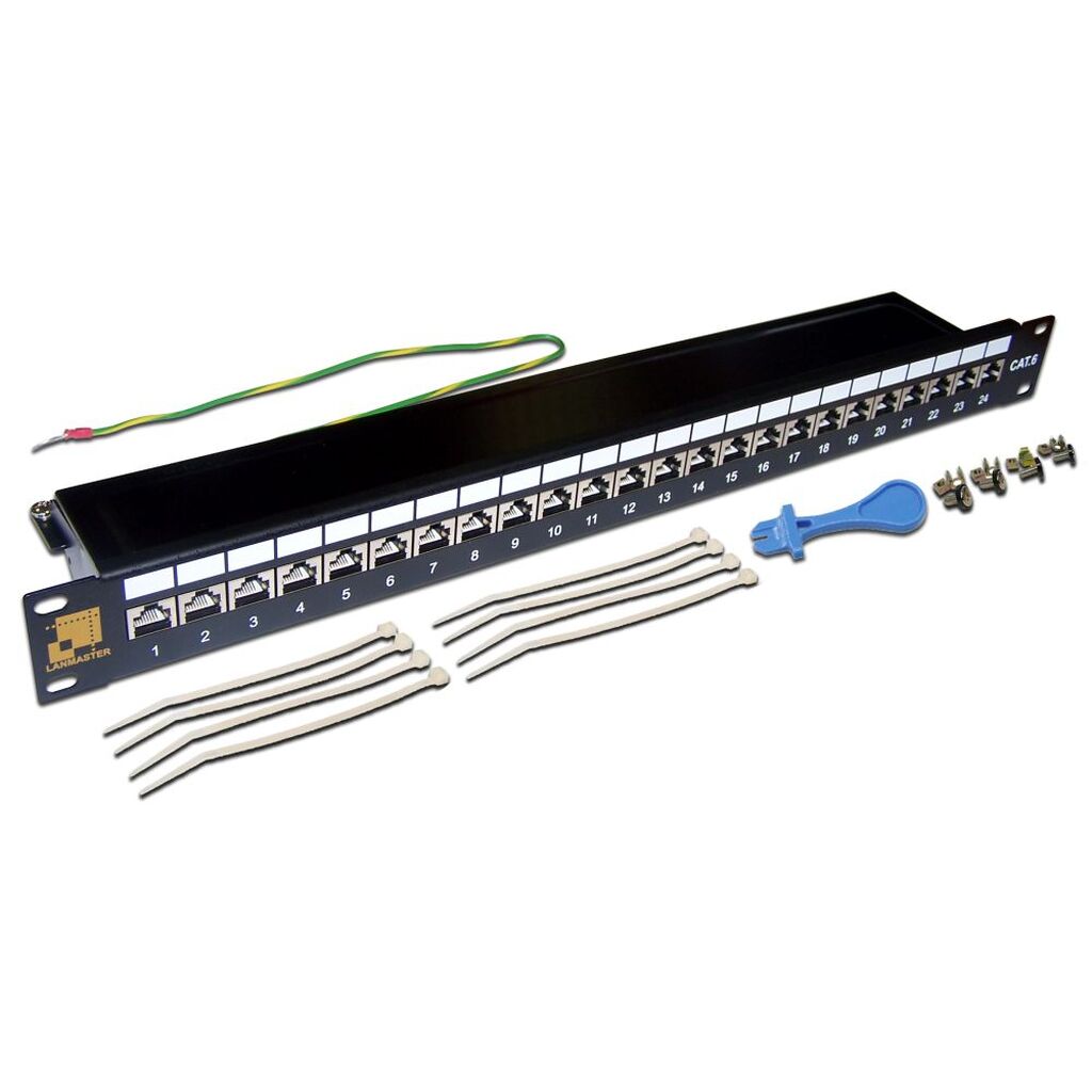 Патч-панель LANMASTER 19 , 24 порта RJ-45, категория 6, STP, 1U, LAN-PPL24S6