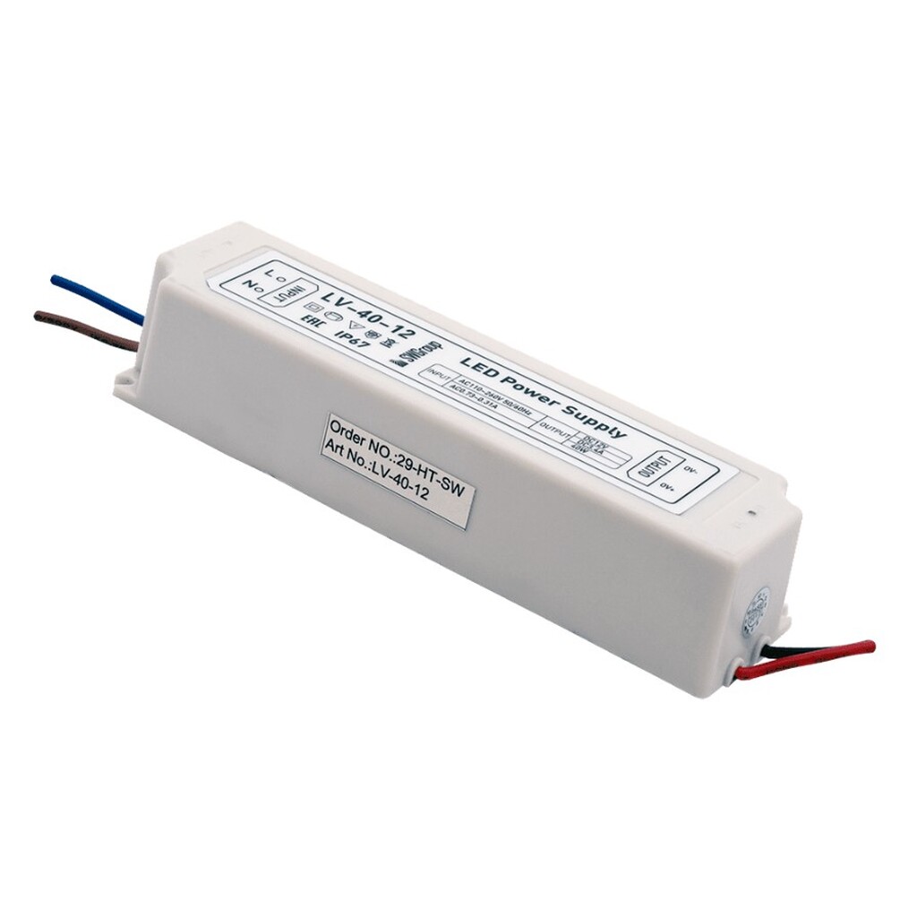 Блок питания SWG для ленты IP67 пластик 40W, 12V, LV-40-12 00000000274