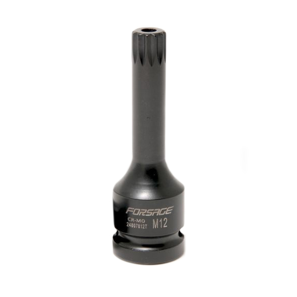 Головка-бита SPLINE глубокая ударная с отверстием (M12; 1/2") Forsage F-24807812T