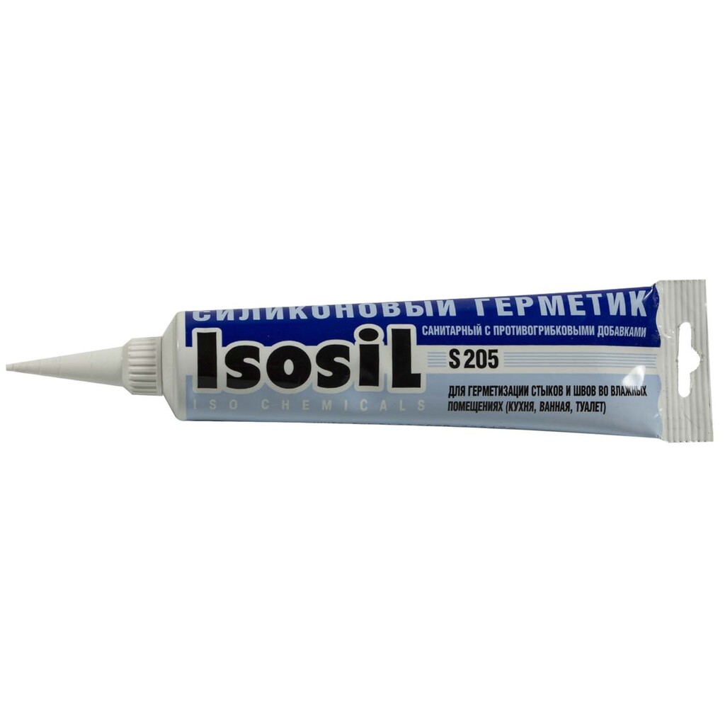 Силиконовый санитарный герметик для ванной и кухни ISOSIL S205 белый, 115 мл 2050108