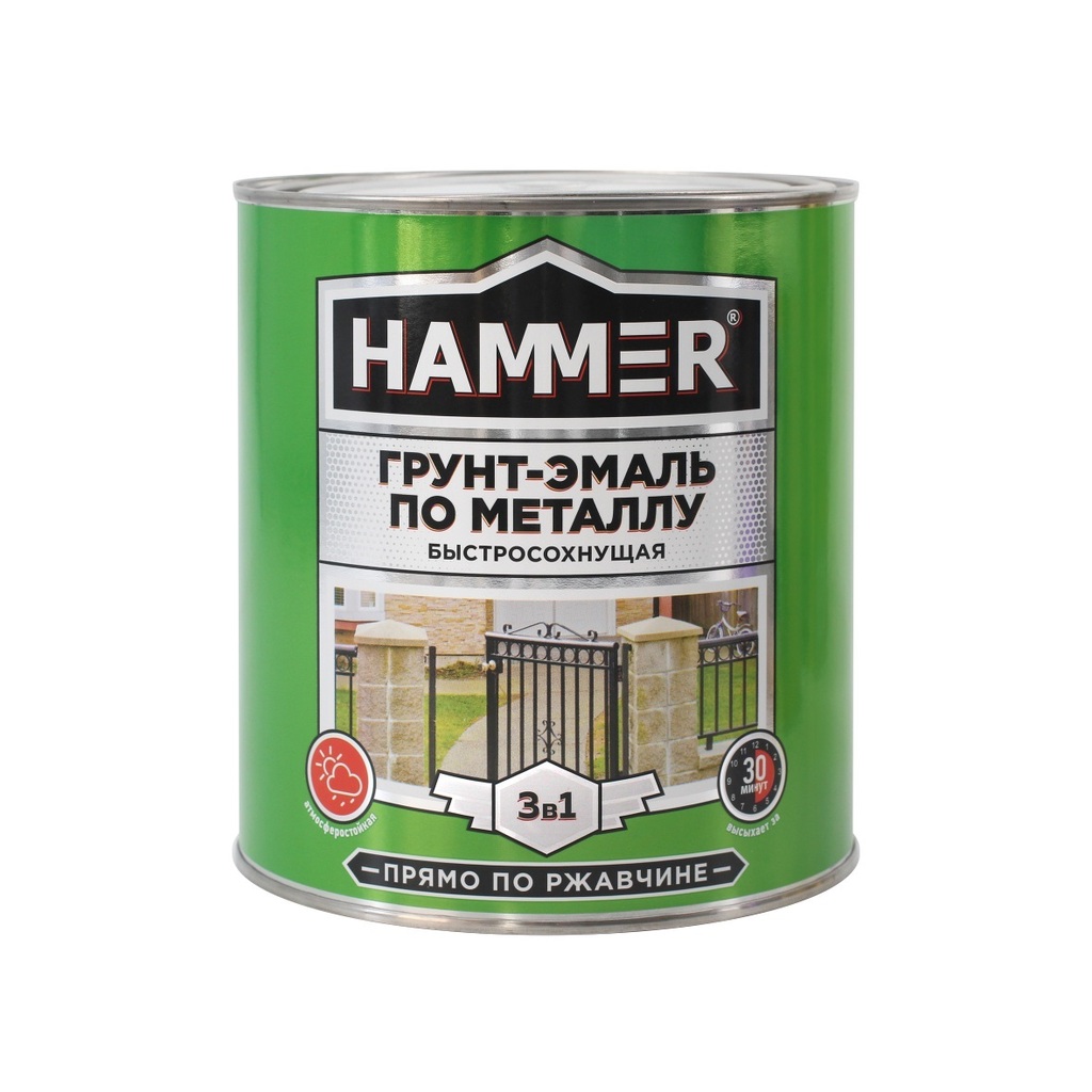 Грунт-эмаль по металлу HAMMER 3в1 б/с красная 2,7 кг ЭК000125865