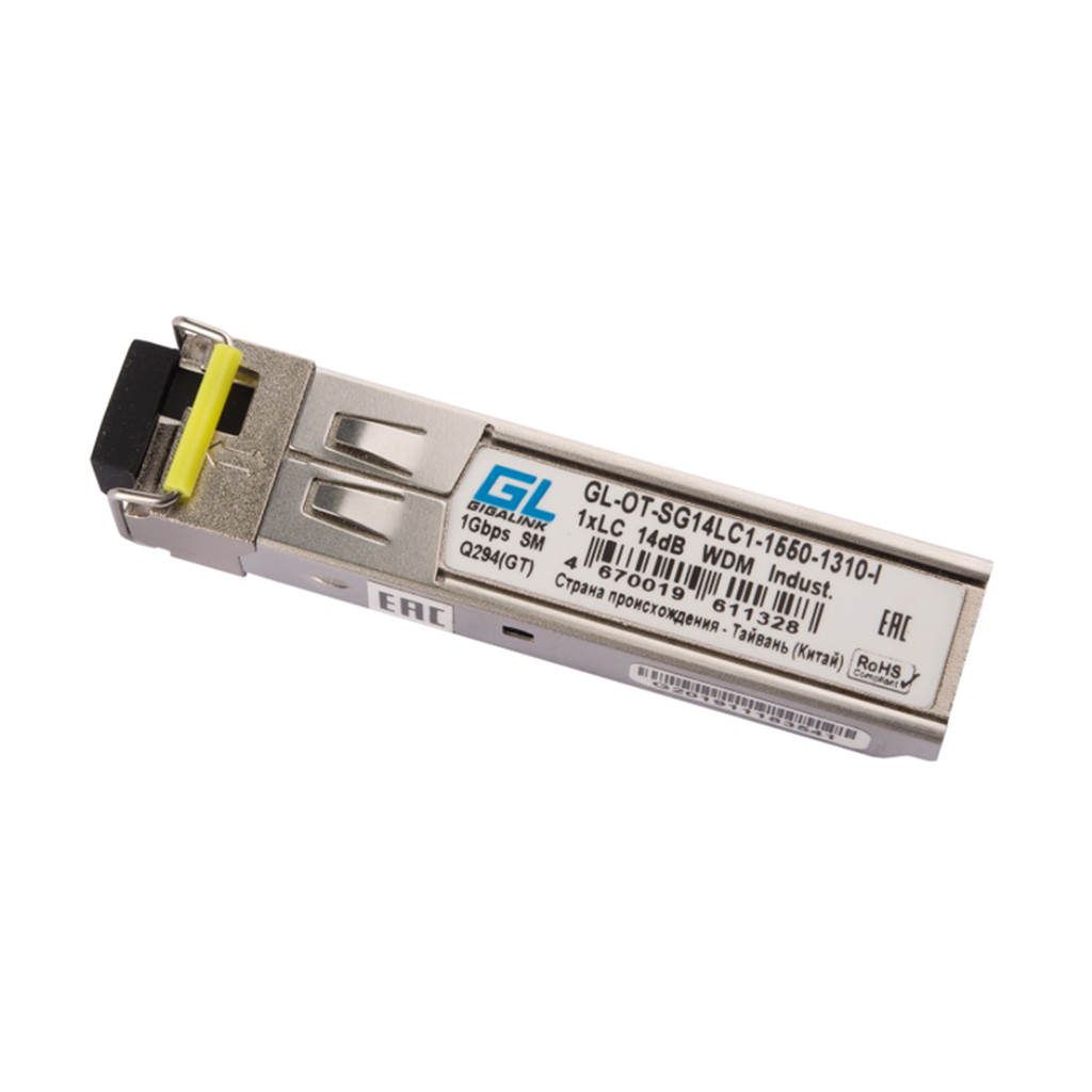 Промышленный модуль SFP GIGALINK WDM, 1Гбит/с, одно волокно GL-OT-SG14LC1-1550-1310-I